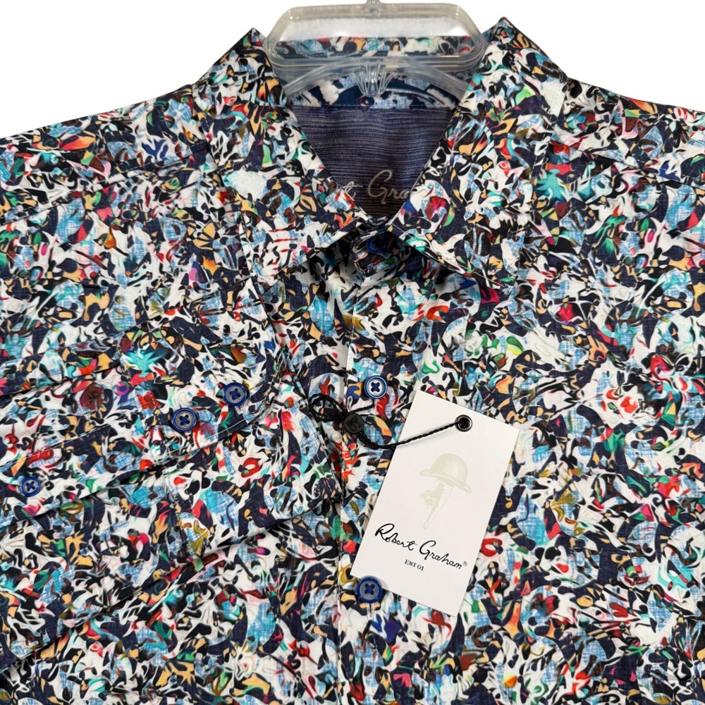 Robert Graham Wynn Button Down Shirt Mens Medium Multi Color Abstract Print